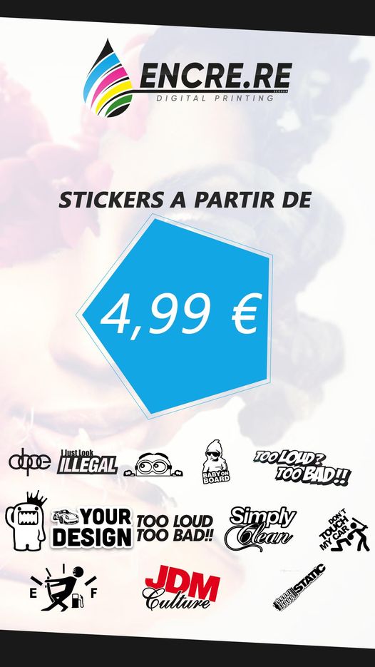 Publication Facebook Encre.re : Stickers design pour véhicules